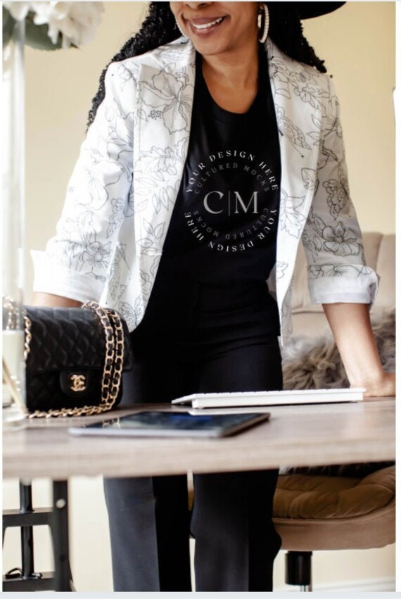 Business Casual Mockup Black Model Mockup Black TShirt Mockup Bella Canvas Black T Shirt Mockup Boss Lady Mockup Model Black Shirt Mockup