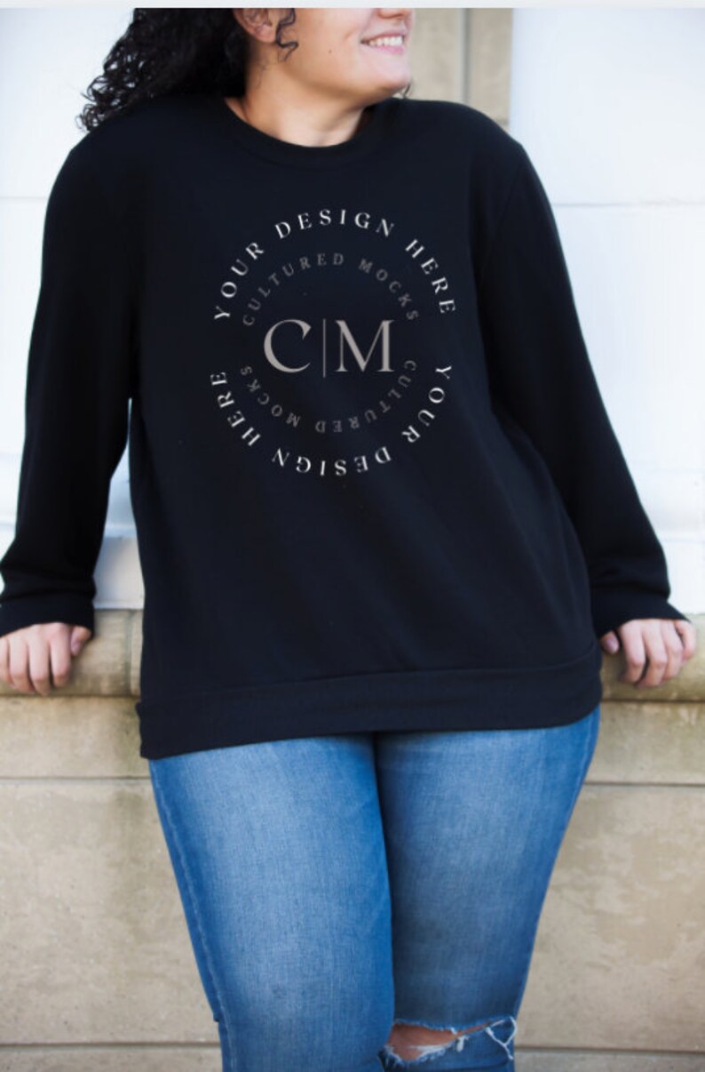 Download Plus Size Model Mockup Black Sweatshirt Mockup Gildan 18000 Etsy