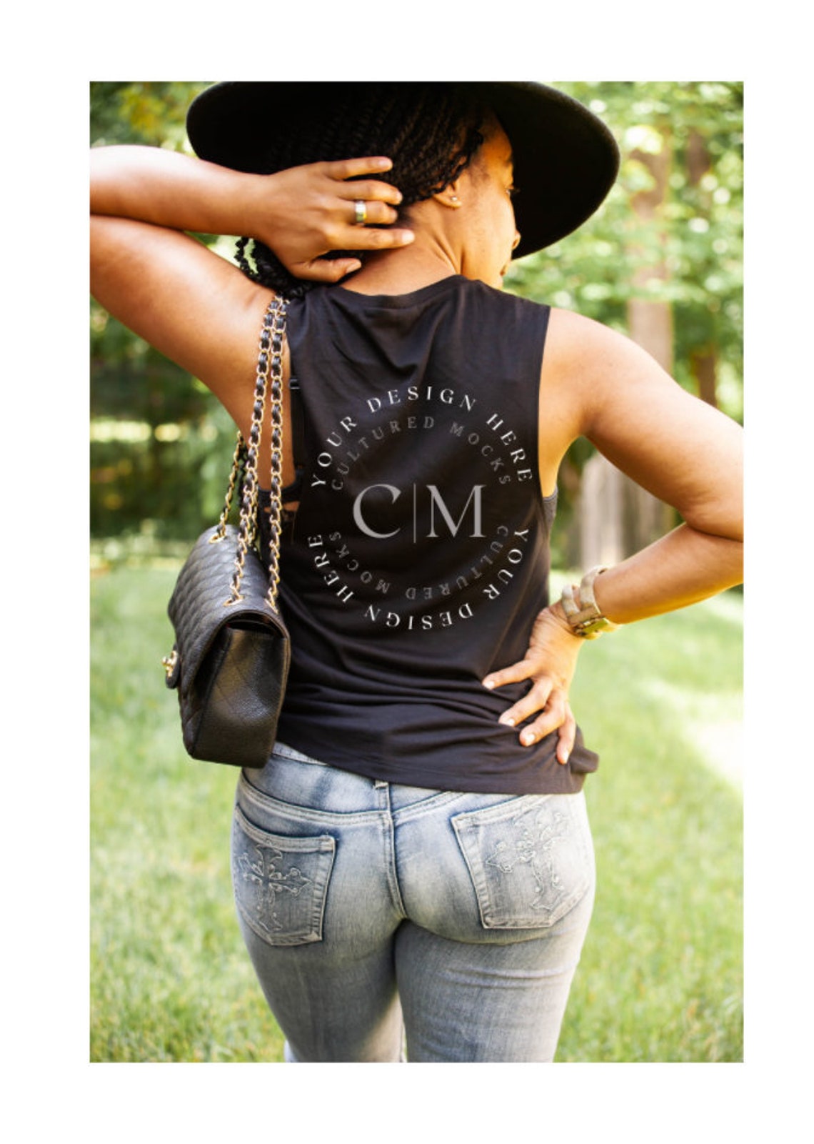 Download Bella Canvas 8803 Muscle Tank Top Mockup Black Tank Top ...