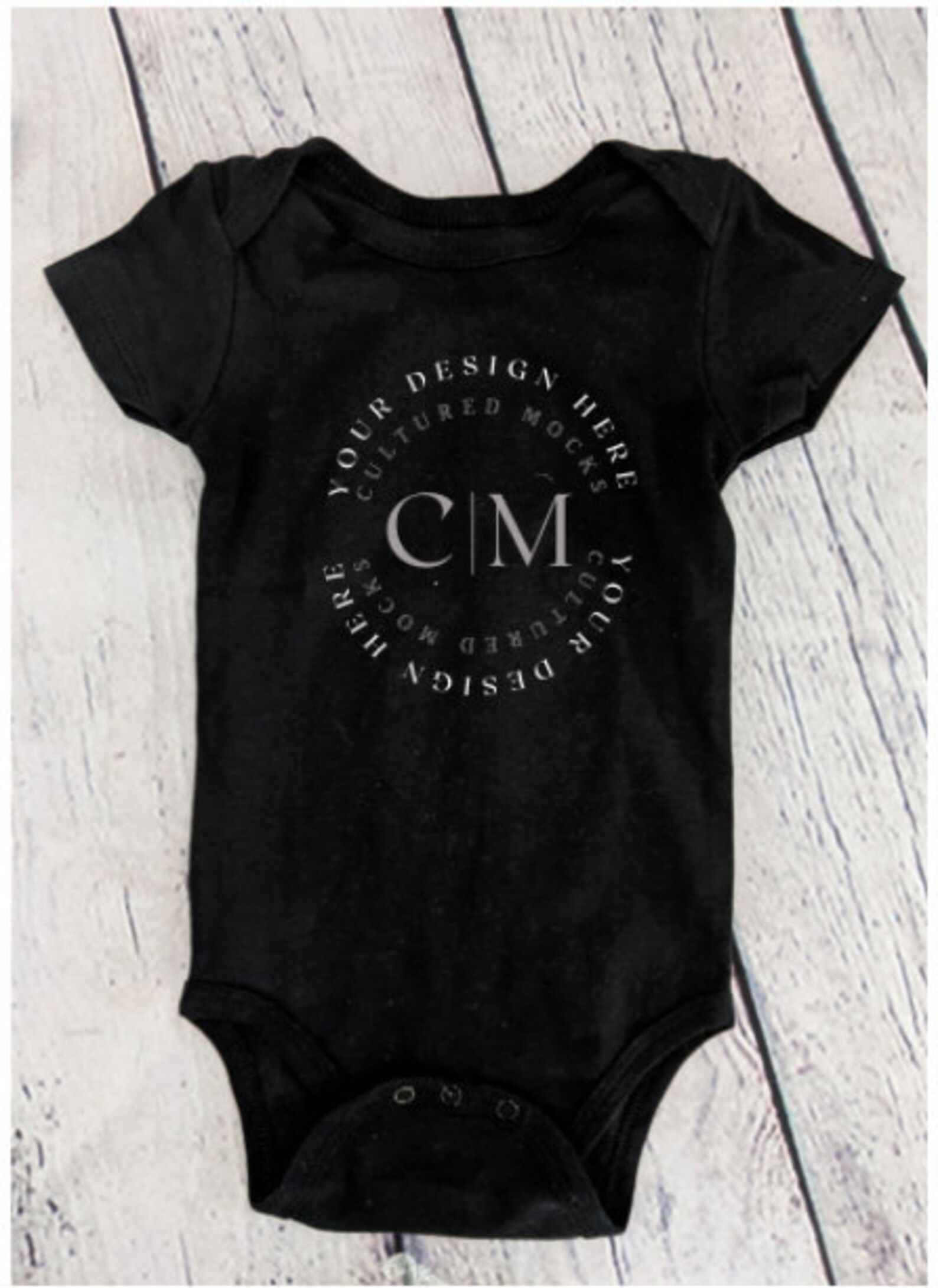 Baby Mockup Black Bodysuit Flat Lay Mockup Black Onesie