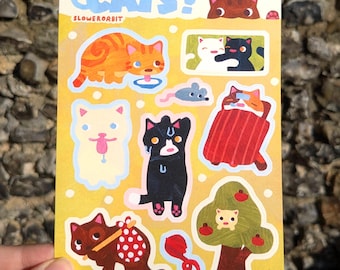 Hoja de pegatinas de gatos tamaño A6