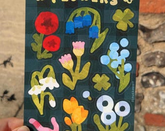 Hoja de pegatinas de flores A6