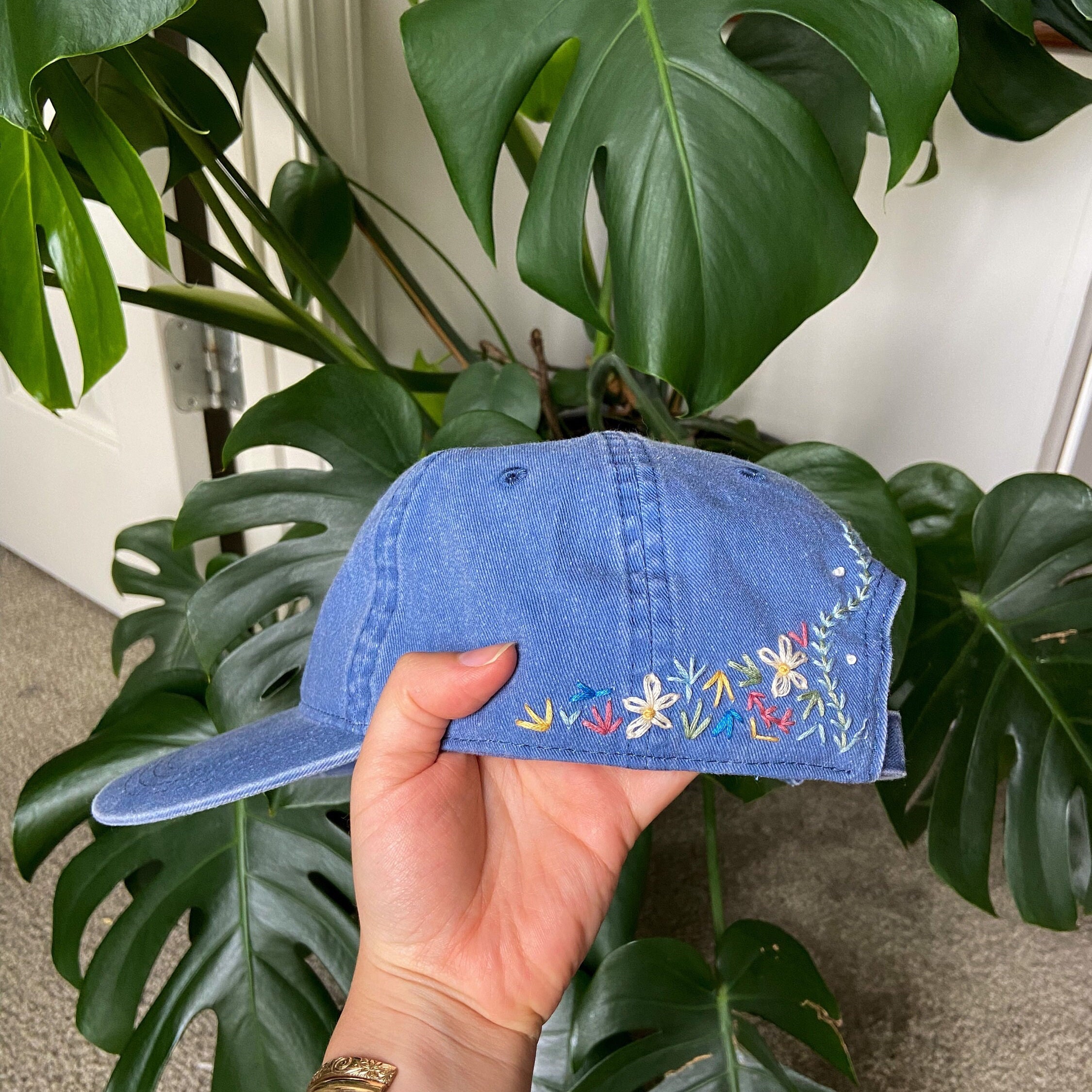 Hand Embroidered Floral Baseball Cap | Flower Hat - Etsy