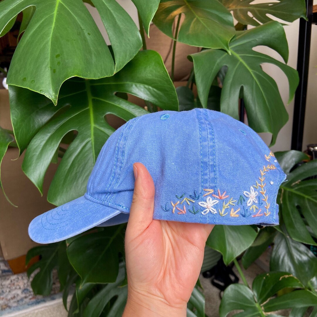 Hand Embroidered Floral Baseball Cap | Flower Hat - Etsy
