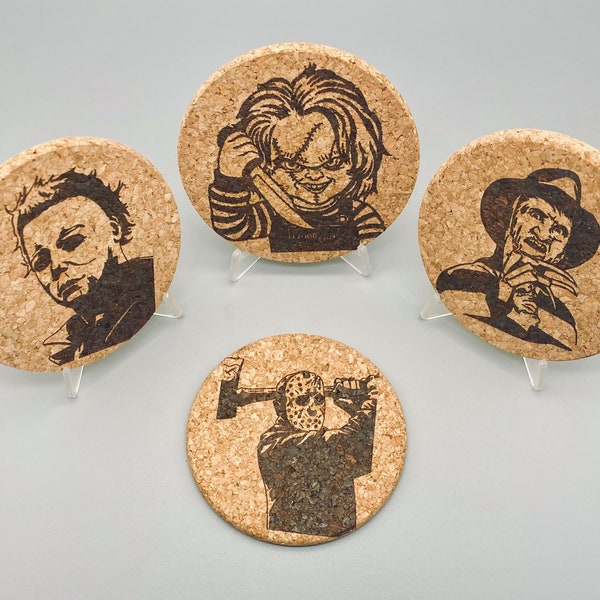 Horror Movie Inspired Cork Coasters x 4