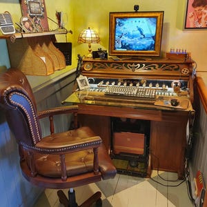 Einzelanfertigung Steampunk Schreibtisch Desk Harmonium Klaviatur Computer Antik Einzelstück Unique