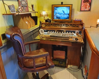 Einzelanfertigung Steampunk Schreibtisch Desk Harmonium Klaviatur Computer Antik Einzelstück Unique