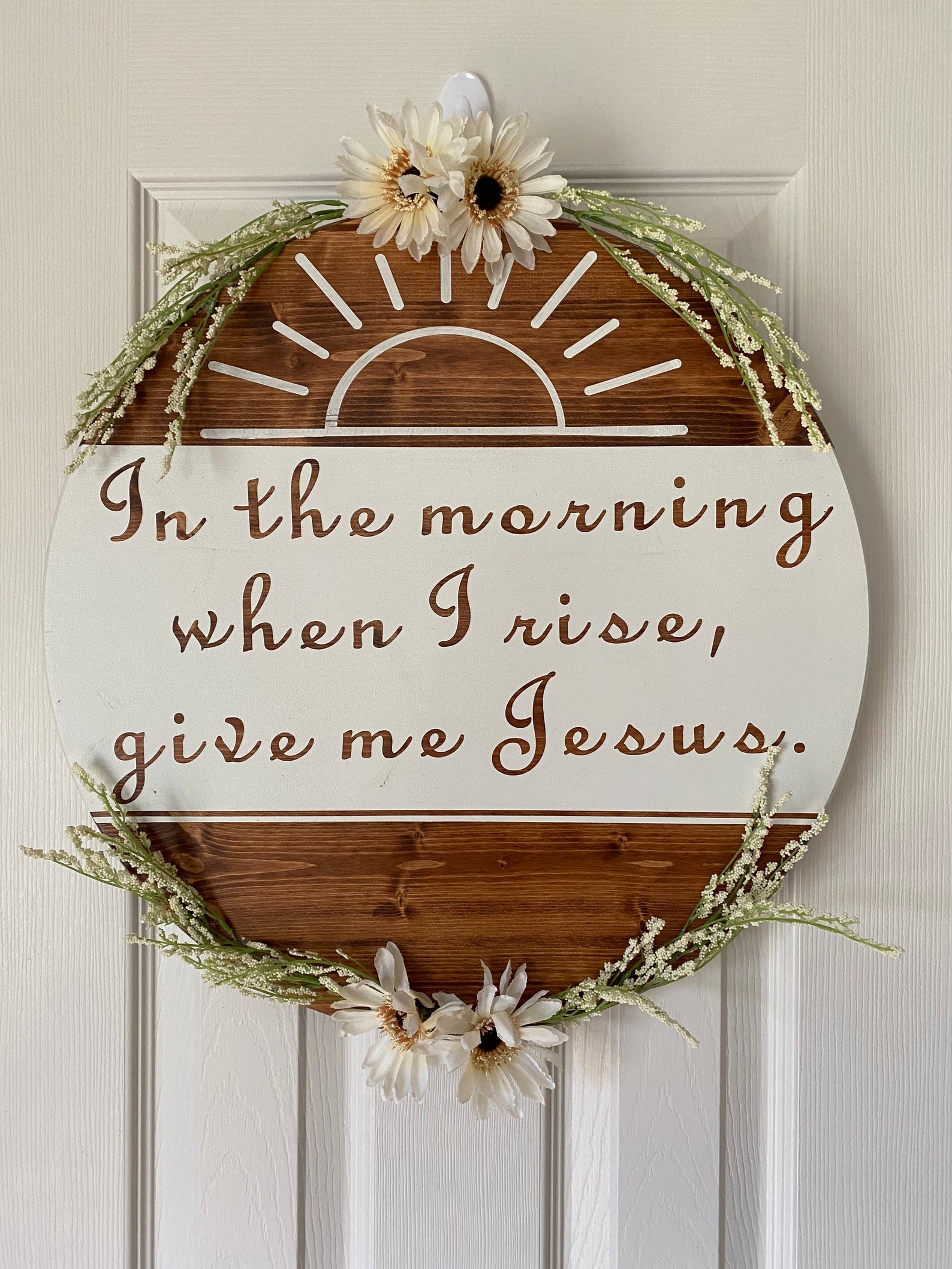 18 wood round door hanger give me Jesus religious gift Etsy