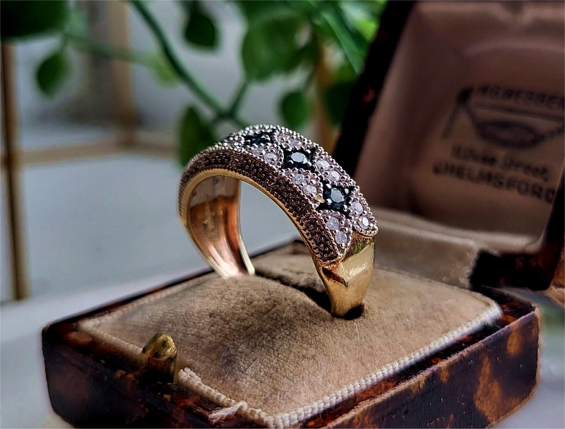 Impressive Rings RARE Impressive 9ct Gold Diamond Sapphire Ring. 24 DIAMONDS Total ...