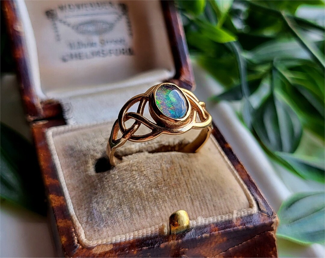 STUNNING Vintage 9ct Gold Opal Triplet Ring. RESIZING AVAILABLE 9ct Gold Opal Ring ref00f Etsy