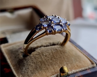 Vintage 9ct Gold Amethyst Cluster Ring. STATEMENT Ring. LAYAWAY AVAILABLE.
