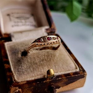 EDWARDIAN 1927 Vintage 9ct Gold Ruby White Topaz Eternity Ring. RESIZING AVAILABLE Gold Ruby and White Topaz Ring 9ct Gold Ruby Ring (Ref0a)