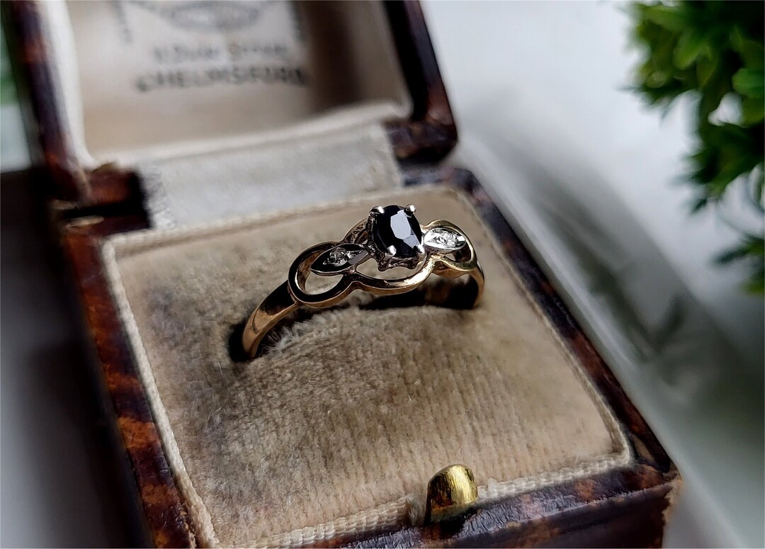 FREE RESIZING Vintage 9ct Gold Diamond Sapphire Ring. Etsy