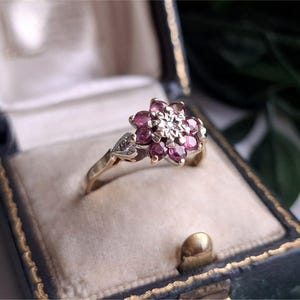 1980s Vintage 9ct Gold Diamond Ruby Ring. Hallmarked 1989 Birmingham! RESIZING AVAILABLE! (refoo9)