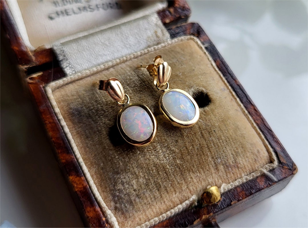 Vintage 9ct Gold Opal Earrings. Vintage Gold Opal Earrings Etsy