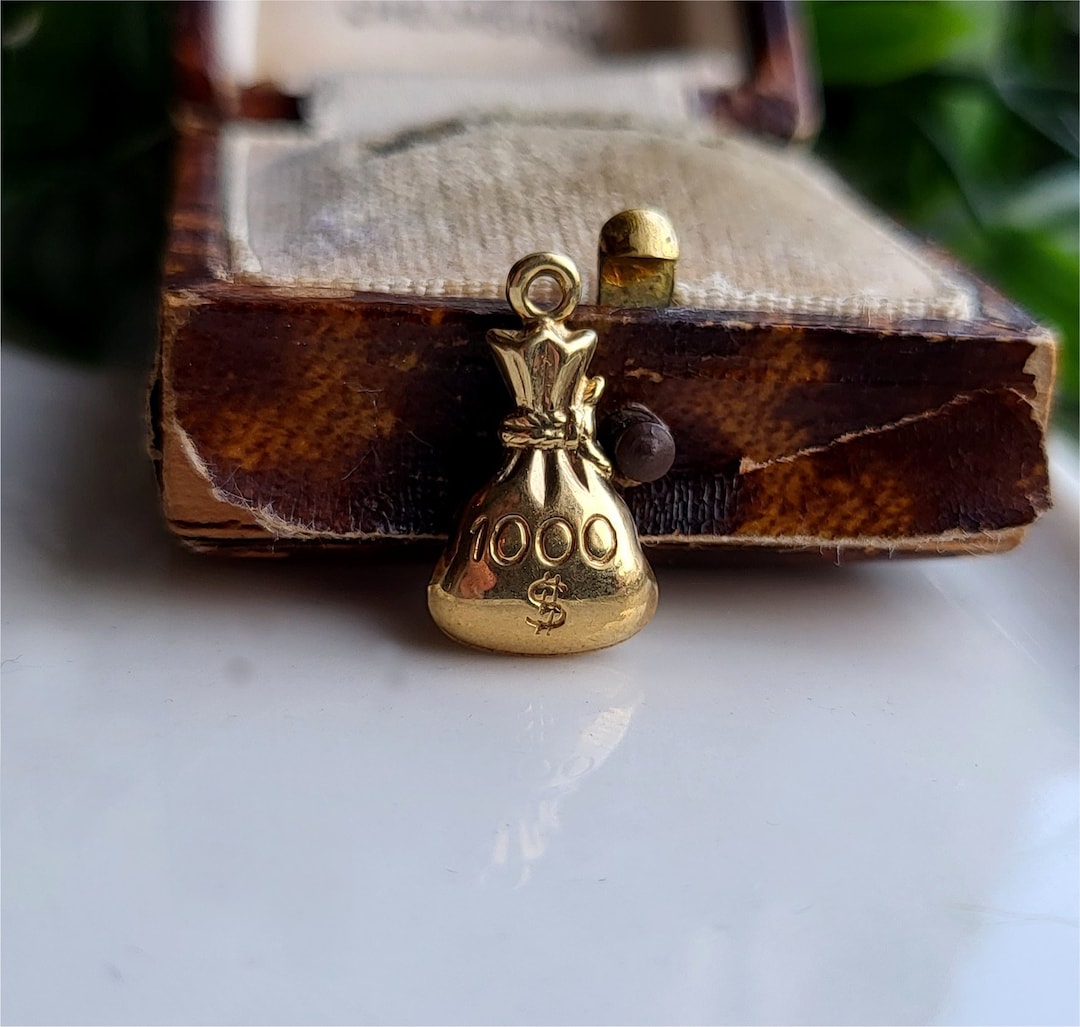 STUNNING Vintage 9ct Gold Money Bag Charm / Pendant. Vintage Charm