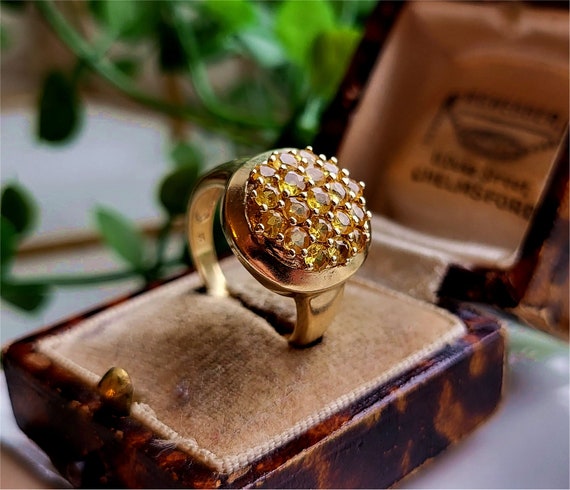 AMAZING 9ct Gold Citrine Cluster Ring. Secure Thi… - image 2