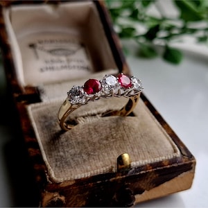 IMPRESSIVE Vintage 9ct Gold Ruby White cz Eternity Ring. Payment Plans are Available! (ref00c)
