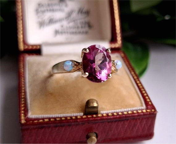RARE 9ct Gold Opal and Ruby Ring. RESIZING AVAILA… - image 1