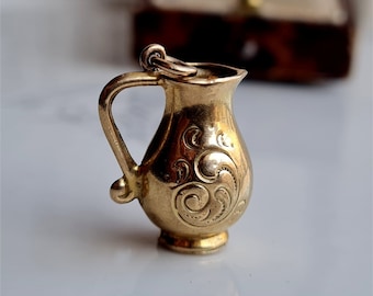 RARE Vintage 9ct Gold Georg Jensen Jug Charm / Pendant