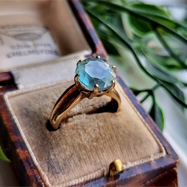 IMRPESSIVE Large Vintage 9ct Gold Aquamarine Ring. SECURE NOW With a Deposit! Gold Aquamarine Ring, Aquamarine Rings [Ref00O