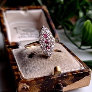INCREDIBLE Vintage 9ct Gold Ruby White Topaz Cluster Ring. RESIZING AVAiLABLE Gold Ruby and White Topaz Ring 9ct Gold Ruby Ring (Ref00p)