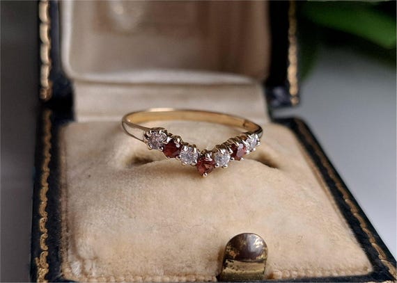 STUNNING Vintage 9ct Gold Ruby and White Topaz Eternity Ring. Payment Plans are Available! (ref00q)