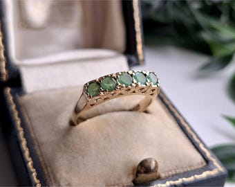 1976 Vintage 9ct Gold Emerald Eternity Ring. 50 YEARS OLD! (ref00f)