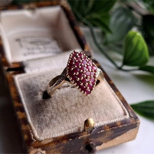 IMPRESSiVE Vintage 9ct Gold Ruby Diamond Ring. RESIZING AVAiLABLE 9ct gold Ruby ring, 9ct gold diamond ring STATEMENT RiNG! (Ref00p)