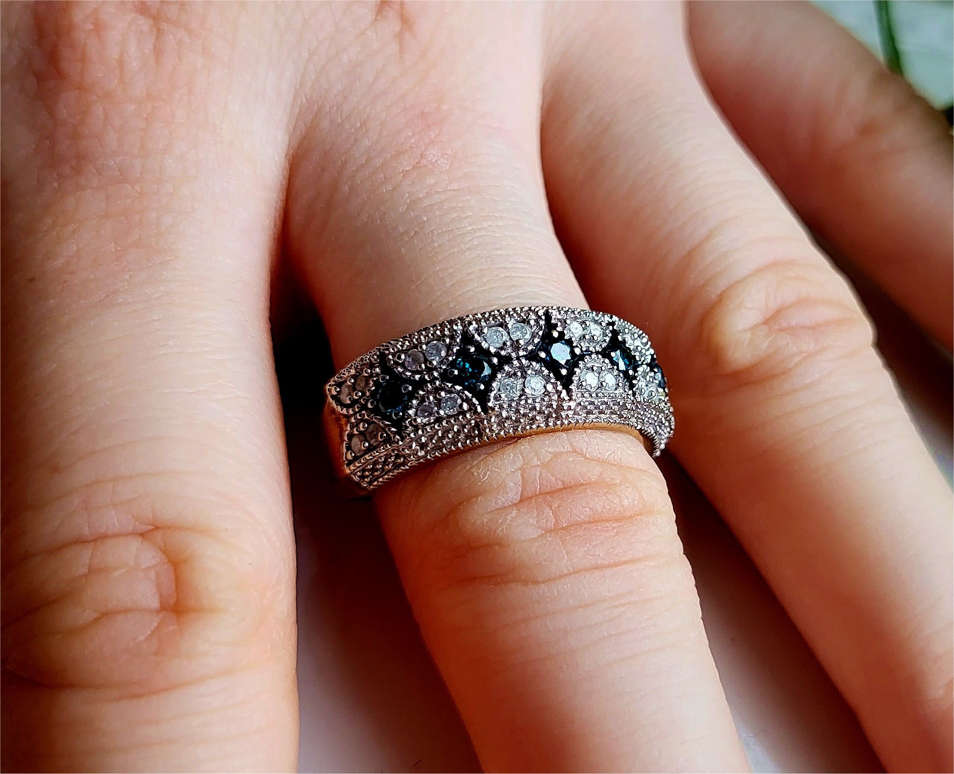 Impressive Rings RARE Impressive 9ct Gold Diamond Sapphire Ring. 24 DIAMONDS Total ...