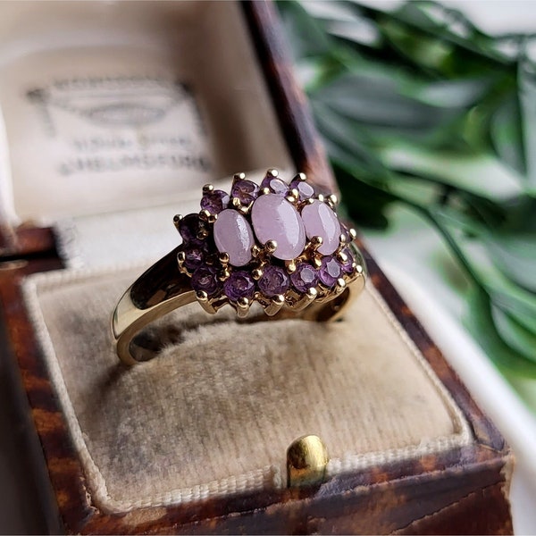 UNUSUAL Vintage 9ct Gold Amethyst Cluster Ring. STATEMENT Ring. LAYAWAY AVAiLABLE. (refA)