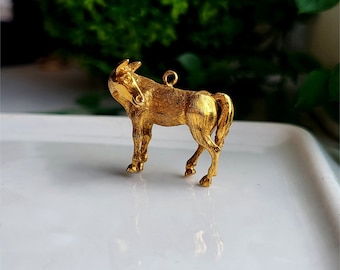 1992 Vintage LARGE HEAVY 9ct Gold Horse Charm / Vintage 9ct Gold Horse Pendant (ref00X)