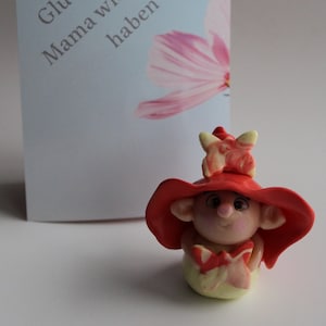 Kleines Geschenk für die Beste Mutter, Elfenfigur mit Karte, Glücksbringer, Danke sagen