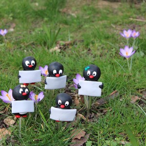 Beetstecker Pinguine mit Schild zum beschriften, Pflanzstecker, Gartendeko, Kräutergarten Bild 2