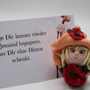 Elfe für gute Wünsche, Mohnblume, Glückwunschkarte
