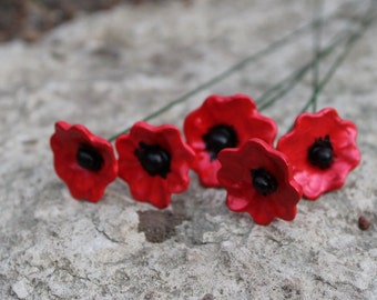 Blumenstecker Mohnblüten kleine Blüten Blütenstecker Mohnblume kreative Dekoration Gartendeko Balkondeko