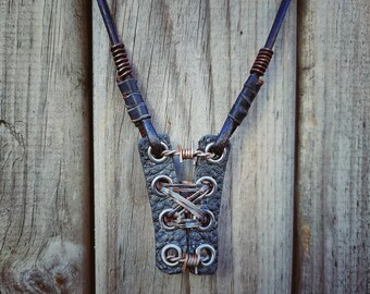 Berserker Leather Necklaces / Rusty Barbed Wire / Mixed / Dystopian / Wasteland / Rivethead / Post Apocalyptic / Tribal / Biker