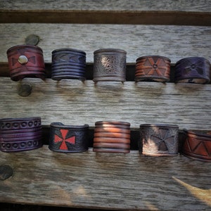 Leather Carved Ring Many Colors / Mixed / Hand tooled / Gift For men / Gift For Women