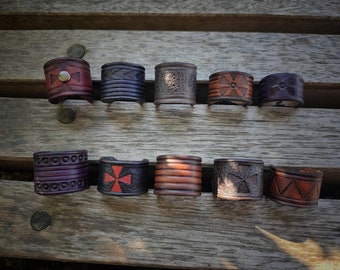 Leather Carved Ring Many Colors / Mixed / Hand tooled / Gift For men / Gift For Women