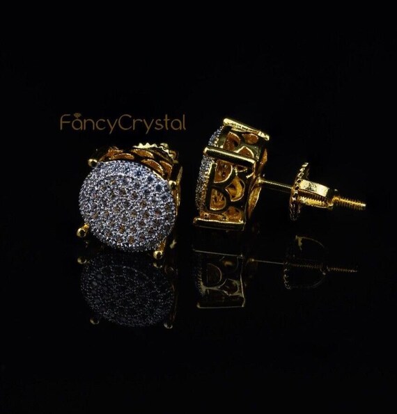 10k Gold Micro-Pave Square Shape Diamond Stud Earrings For Men Or Women (0.10-0.35 CTW)