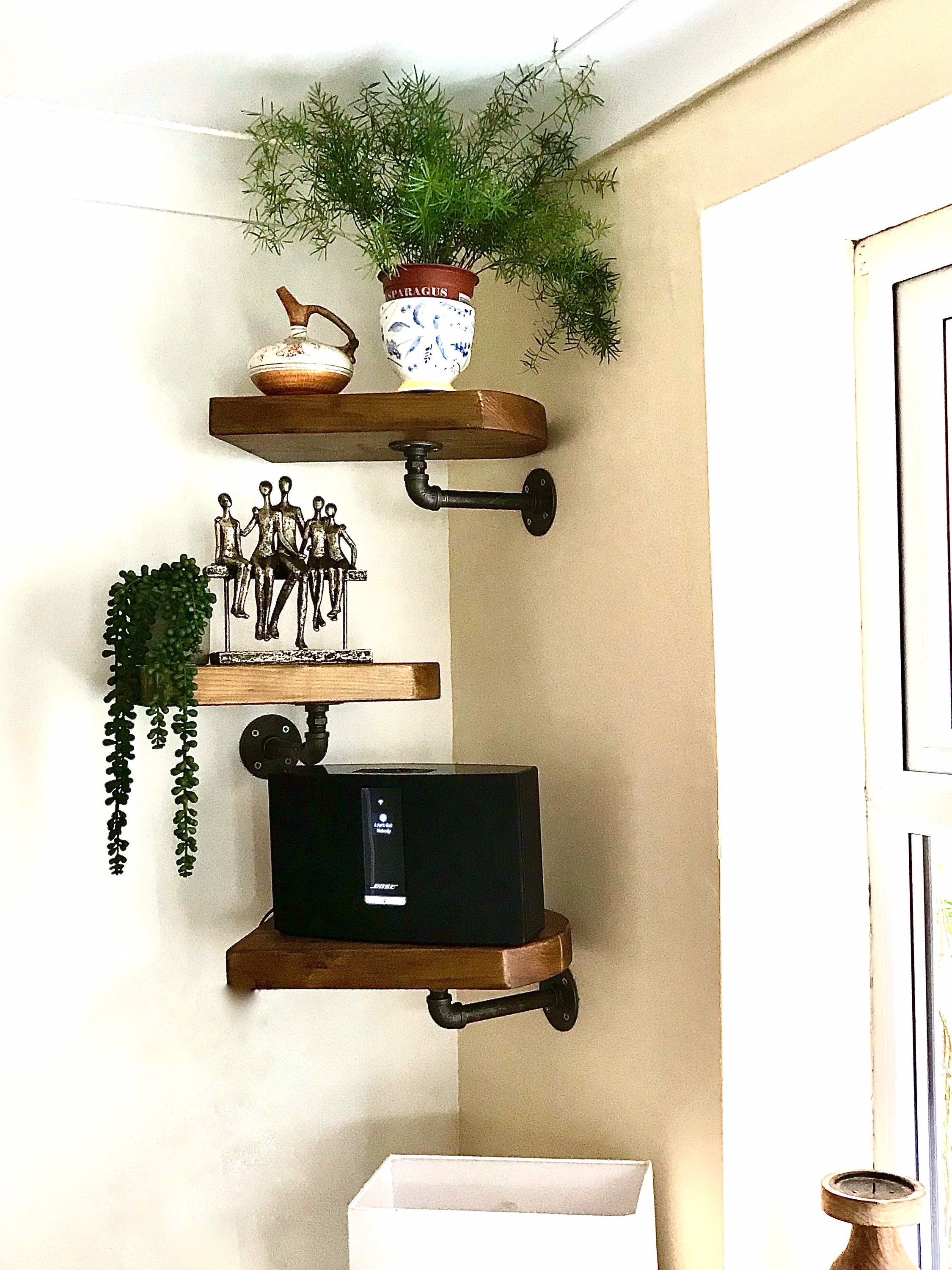 Shelf Timber Swivel Shelves Set of 3 Iron Pipe Design Etsy UK