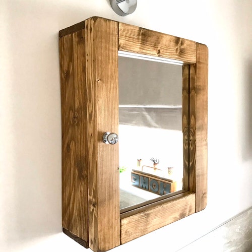 Bathroom Cabinet Mirrored Reversible Rustic English Solid - Etsy