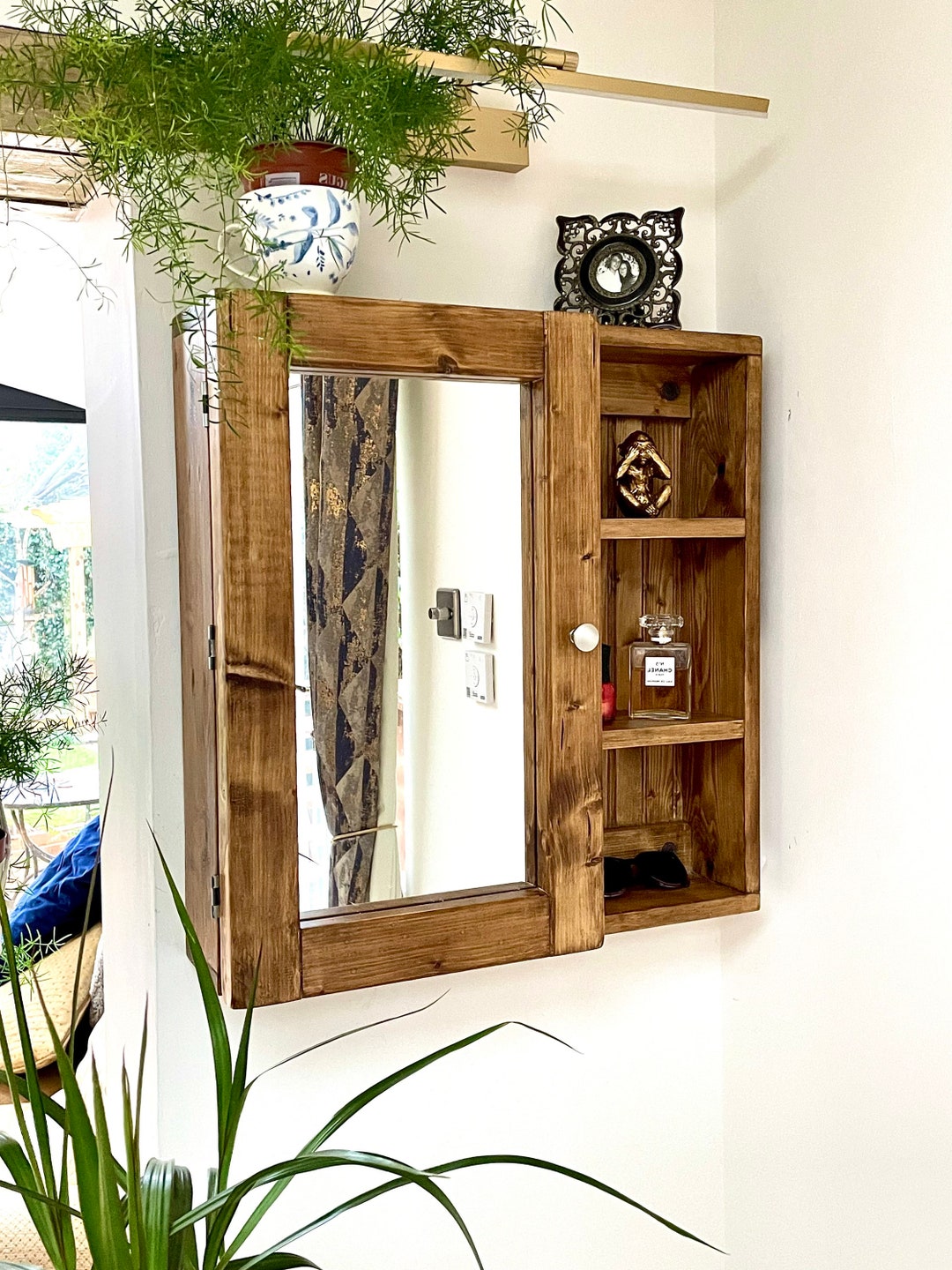 Bathroom Cabinet, Mirrored, Reversible Rustic Local Solid Timber, Handmade Storage Cupboard ...