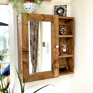 Bathroom Cabinet, Mirrored, Reversible Rustic Local Solid Timber, Handmade Storage Cupboard, Unique Design, The Hench Large cabinet