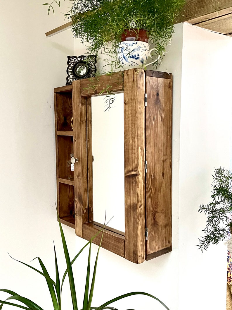Bathroom Cabinet Mirrored Reversible Rustic Timber Cabinet - Etsy