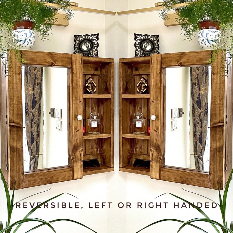 Bathroom Cabinet Mirrored Reversible Rustic Timber Cabinet - Etsy