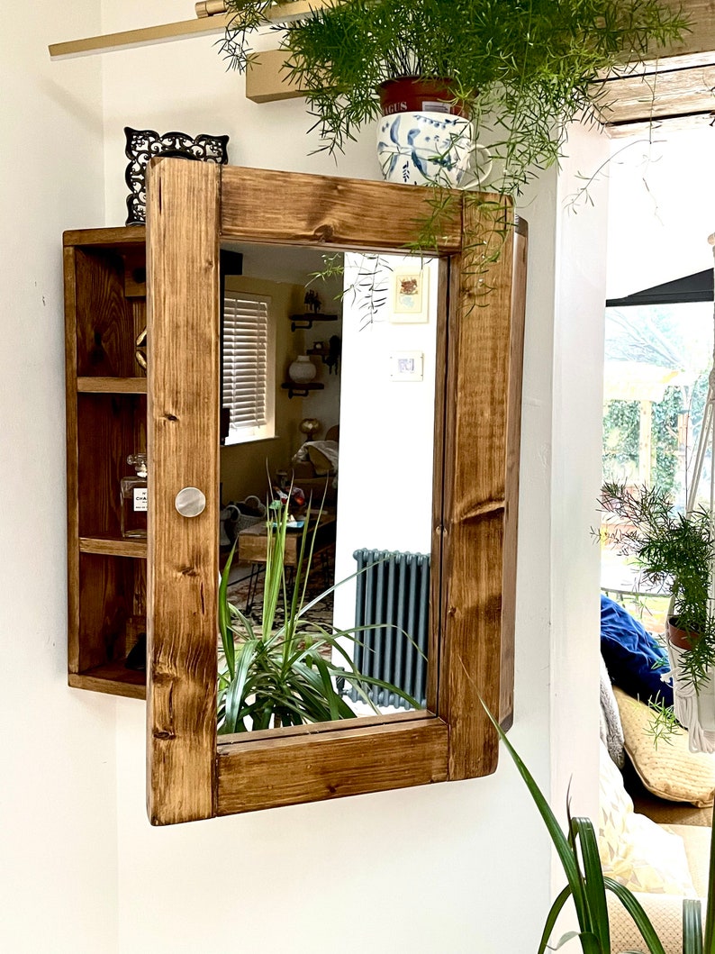 Bathroom Cabinet Mirrored Reversible Rustic Timber Cabinet - Etsy