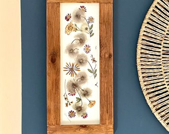 Pressed Flower Picture in Natural Solid Wood Frame. Natural Flowers and foliage, Mothers Day Gift, Art, Wall Hanging, Real Unique Handmade