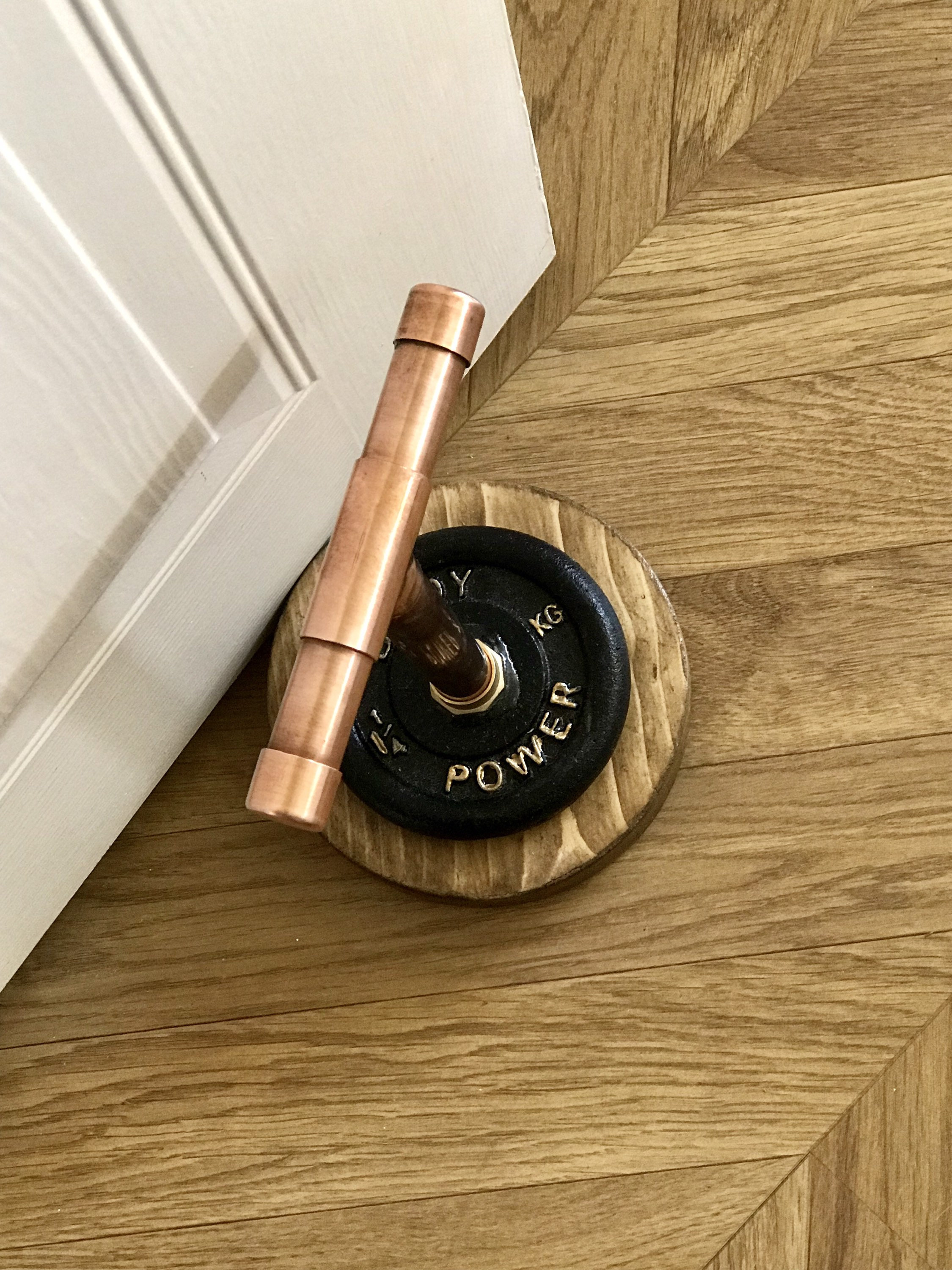 Door Stop Weight Copper and Iron Timber Based Door Stop Etsy UK