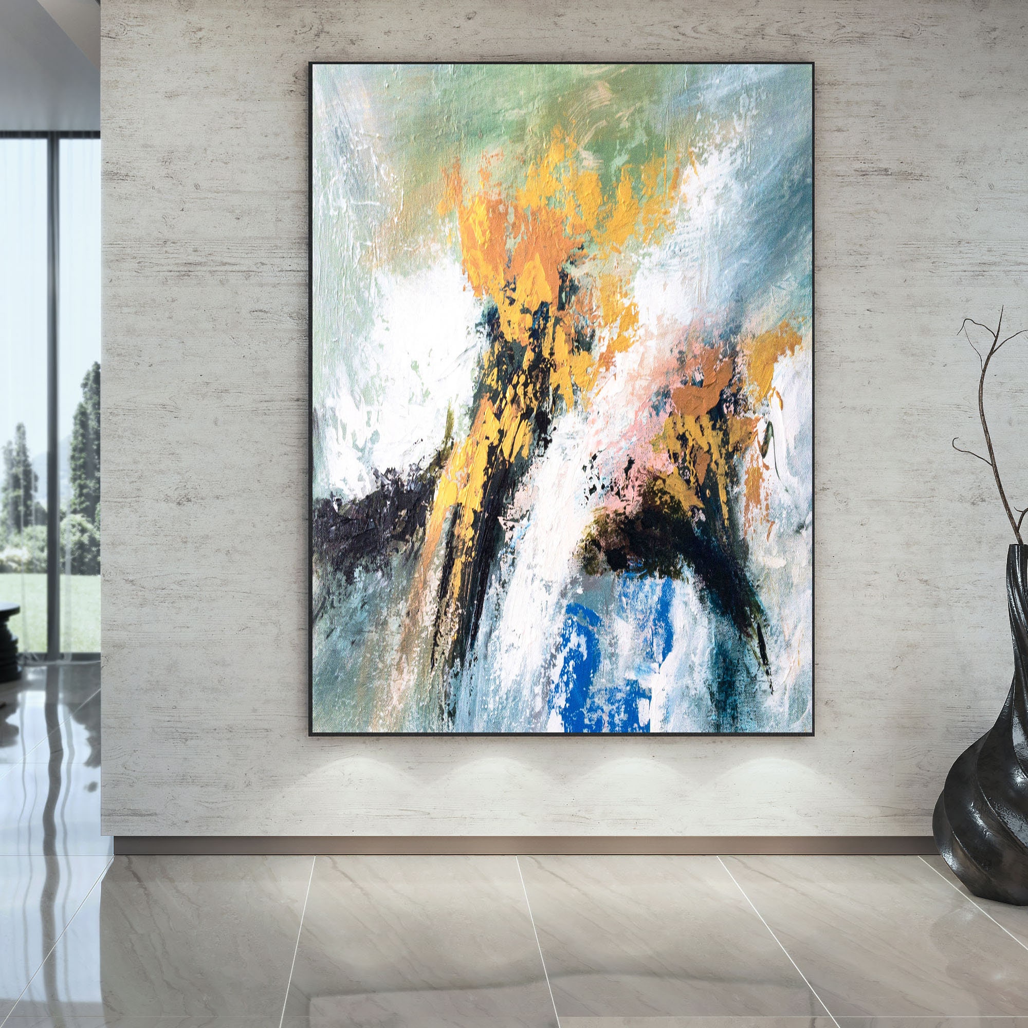 Abstrakte Wandkunst große Leinwand Gemälde Badezimmer | Etsy